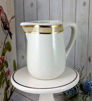 Vintage Mayer China Individual Creamer White With Gold Stripe 3 " Tall