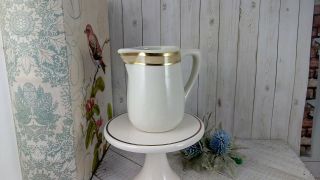 Vintage Mayer China Individual Creamer White With Gold Stripe 3 
