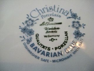 Vintage Seltman Weiden China - W.  Germany - Christina Bavarian Blue - 5 dinner plates 5