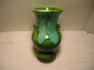 Vintage Brush McCoy Pottery Blue/ Green Vase 742 2
