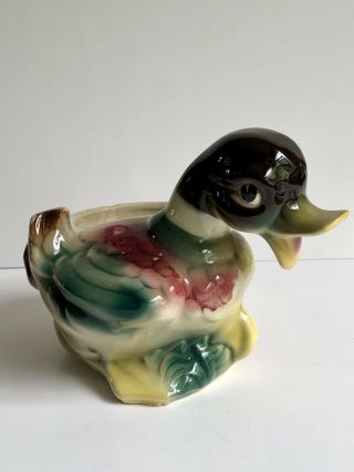 Vintage Shawnee Pottery Mallard Duck Ceramic Planter Vase Usa Art Pottery