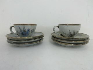 Ken Edwards Tonala El Palomar Pottery Tea Cups & Saucers Made In Mexico