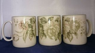 Antique Rose Coffee Mugs Set Of 3 Pts International Cups Mugs Ivory Roses