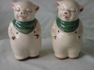 Vintage Shawnee Salt And Pepper Shakers Pigs With Bandana