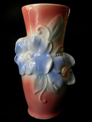 Royal Copley Corsage Vase In Pink With Charming Large Blue Flowers