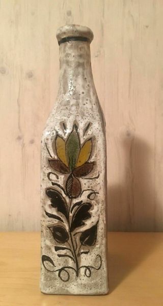 Vintage Hand Crafted Painted Floral Ceramic Pottery Bottle Vase 3