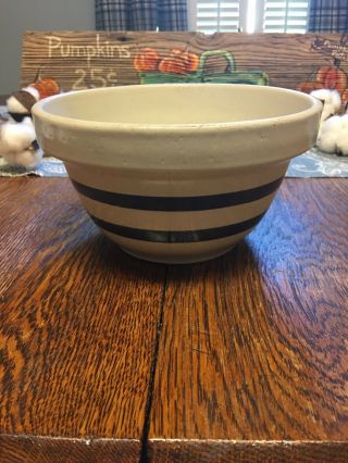 Robinson Ransbottom Pottery Roseville Ohio Usa 7 " Mixing Bowl 2 Blue Rings