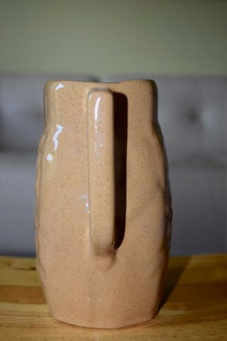 Vintage Bybee Pottery Pitcher Sandstone Colored with embossed fruit 5