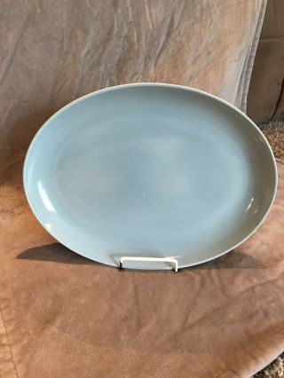 Russel Wright Iroquois Casual Blue Retro 14 " Oval Serving Platter Mcm Vgc