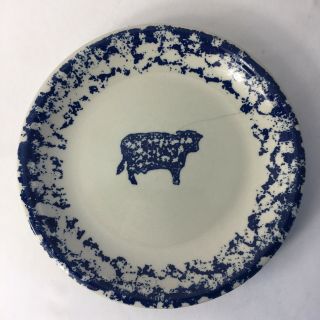 Tienshan Folk Craft Blue Sponge Animals Cow Salad Plate Ceramic Replacement Part