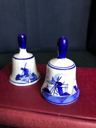 Vintage 1 Delft Windmill Blue Collectible Bell Plus One Dutch Bell C