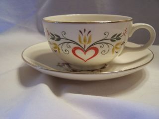 Vintage American Provincial Cup & Saucer Homer Laughlin Farmer Wife Amish