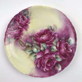 Vtg Versailles Bavaria R C Crown Plate Hand Painted Purple Roses 8 " Signed Spice