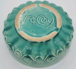 Vintage McCOY ART pottery Bowl - BUBBLES pattern - TURQUOISE - Planter? 2
