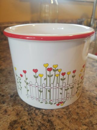 Vintage Rosenthal Netter Italy Ceramic White Jar Vase Pot With Hearts Flowers