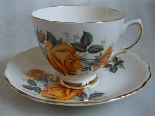 Antique Yellow Roses Colclough England Tea Party Cup Saucer English Bone China