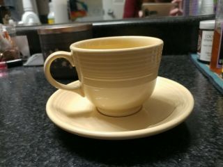 Fiestaware Pale Yellow Teacup And Saucer Fiesta Retired