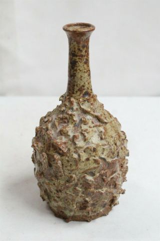 Mcm Brutalist Crater Spiked Studio Pottery Bottle Vase Signed Eames Inter.