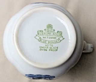 Vintage Harmony House Ceramic Blue Bonnet Blue Onion Pitcher Creamer 3 1/2 