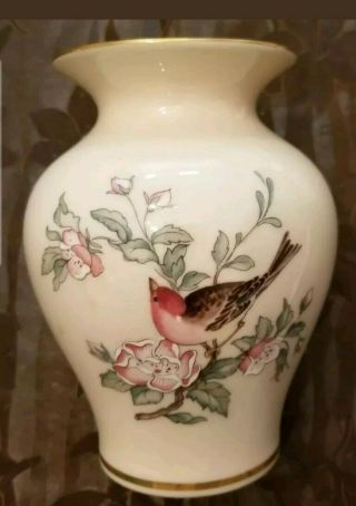 2 Lenox Rose Manor Globe Flower Vase with 24k Gold Rim 2