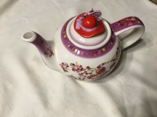 Paul Cardew Design Pink Chintz Red Hat Society Porcelain Tea - Time Teapot 2004