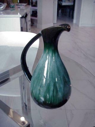 Gorgeous Large Bmp Blue Mountain Pottery Canada Handled Ewer Pitcher