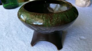 Vtg Modern Space Ship Vase Roselane Calif Art Pottery Green Drip Glaze Vase