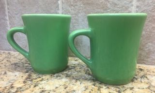 2 Vintage Dcc Usa Heavy Ceramic Restaurant Diner Ware Mugs Cups Green Rare