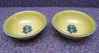 Vintage Pfaltzgraff Usa Folk Art Pattern Set Of 2 Soup / Cereal Bowls