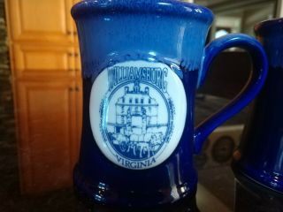 Williamsburg Virginia Cobalt Blue Stoneware Coffee Mugs 3