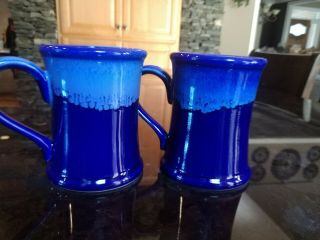 Williamsburg Virginia Cobalt Blue Stoneware Coffee Mugs 4
