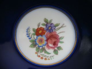 Vintage Aynsley Cup & Saucer Cobalt Blue Hand Painted Floral English Bone China 5