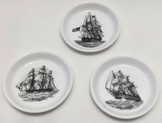 3 Spode England Trade Winds Royal Navy Ship Tray Plates Pomone,  Canopus,  Eurydice