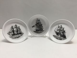 3 Spode England Trade Winds Royal Navy Ship Tray Plates Pomone,  Canopus,  Eurydice 2