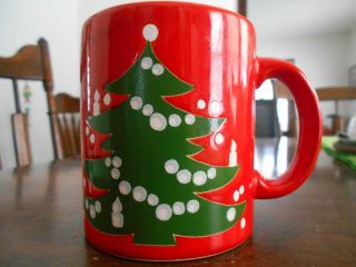 Christmas Tree Candle Mug (s) 12 Oz Stoneware Waechtersbach Red Green White
