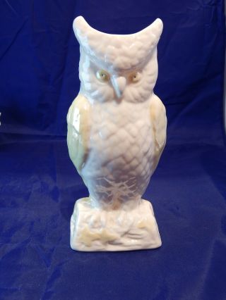 Vintage Irish Belleek Great Horned Owl Vase 8 - 1/2 " 3rd Green Mark 1965 - 1980 A088