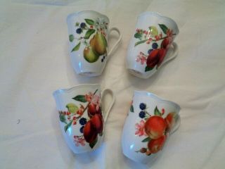 Four (4) Lenox Tall Cups - Fruit Blossom Patterns,  Pear,  Peach,  Plum