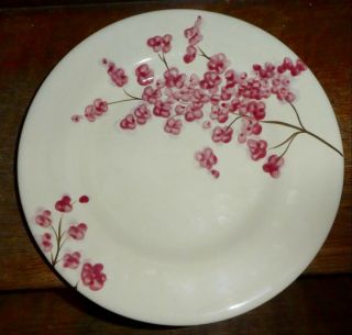 Tabletops Gallery 11 " Dinner Plate Celine Hand Painted Pink Cherry Blossom Dr15