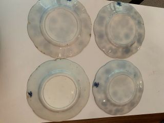Flow Blue 4 Dinner Plates Johnson Bro’s Holland Pattern Blue Onion 10” Across 3