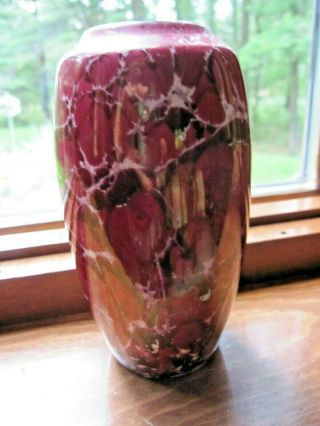 Vintage Purple Czech Czechoslovakia Coronet Art Pottery Vase Marbelized