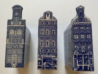 3 Buildings Holland Delft Blue Hand Painted 3 6 7 8