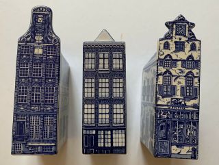3 Buildings Holland Delft Blue Hand Painted 3 4 5