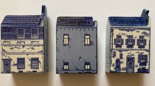 3 Buildings Holland Delft Blue Hand Painted 3 4 5 2