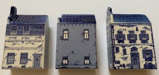 3 Buildings Holland Delft Blue Hand Painted 3 4 5 4