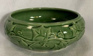 Shawnee Pottery Bulb Bowl Planter Embossed Ivy Green Glaze 3025