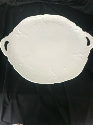 Rosenthal Germany White Classic Rose Sansoucci 13 3/4 " Handled Embossed Tray