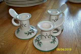 3 Spode Christmas Tree Candle Stick Holders.  Made In England