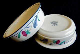 Lenox Chinastone Set Of 2 Poppies On Blue Cereal Bowls 6 1/2”