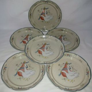 Vintage International Tableworks Stoneware Marmalade Geese Lunch Plates Set Of 6