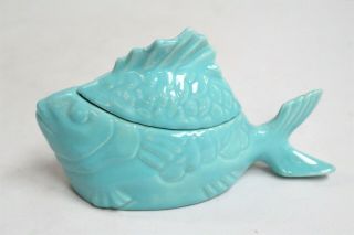 Bauer Chicken Of The Sea Tuna Baker Pottery Fish Dish Turquoise